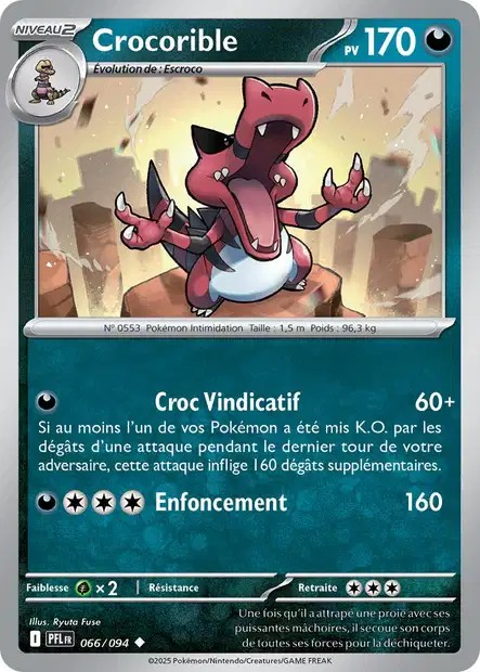 Carte Pokémon Crocorible 66/94 - ME02 Flammes Fantasmagoriques