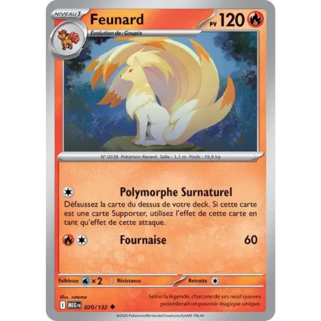 Carte Pokémon Feunard 20/132 - ME1 Méga évolution