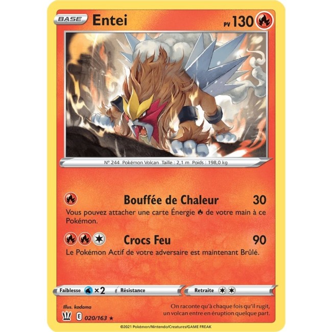  Carte Pokémon Entei 020/163 – EB Styles de Combat
