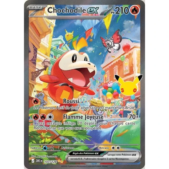 Carte Pokémon Chochodile ex 147/128 – 30e Anniversaire FR