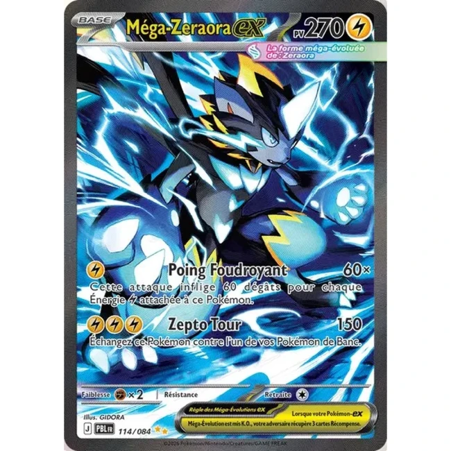 Carte Pokémon Méga-Zeraora ex 114/084 - ME05 Nuit Noire