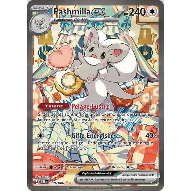 Carte Pokémon Pashmilla ex 119/086 - ME04 Chaos Ascendant