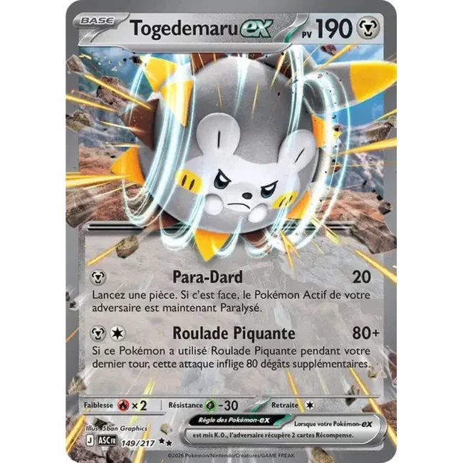 Carte Pokémon Togedemaru ex 149/217 -  ME02.5  Héros Transcendants