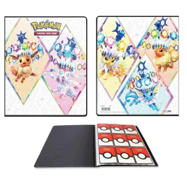 Portfolio Pokémon Évolutions Prismatiques A4, couvertures et pages intérieures.