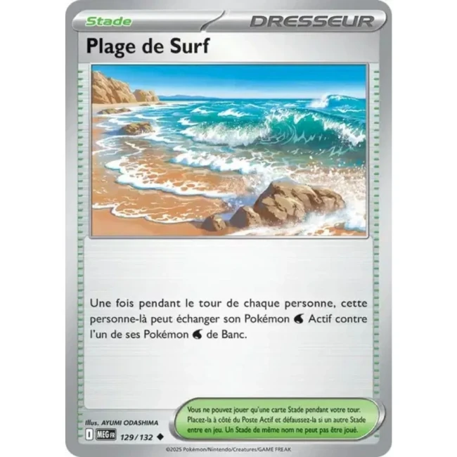 Carte Pokémon Plage de Surf 129/132 - ME1 Méga évolution