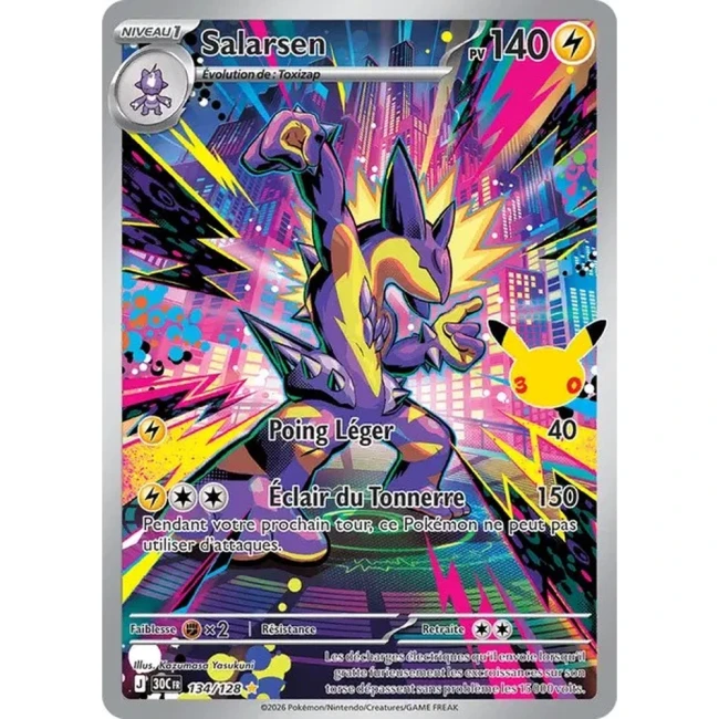 Carte Pokémon Salarsen 134/128 – 30e Anniversaire FR