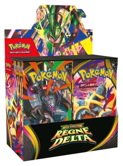 Display Pokémon ME06 Règne Delta FR x36, gauche Display de 36 boosters Pokémon ME06 Règne Delta FR, angle gauche