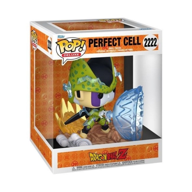 Figurine Funko Pop Deluxe Perfect Cell dans sa boîte, scène de combat Dragon Ball Z