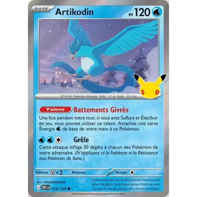 Carte Pokémon Artikodin 018/128 – 30e Anniversaire FR