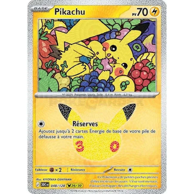 Carte Pokémon Pikachu 048/128 – 30e Anniversaire FR