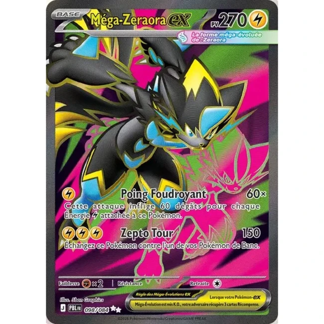 Carte Pokémon Méga-Zeraora ex 98/084 - ME05 Nuit Noire