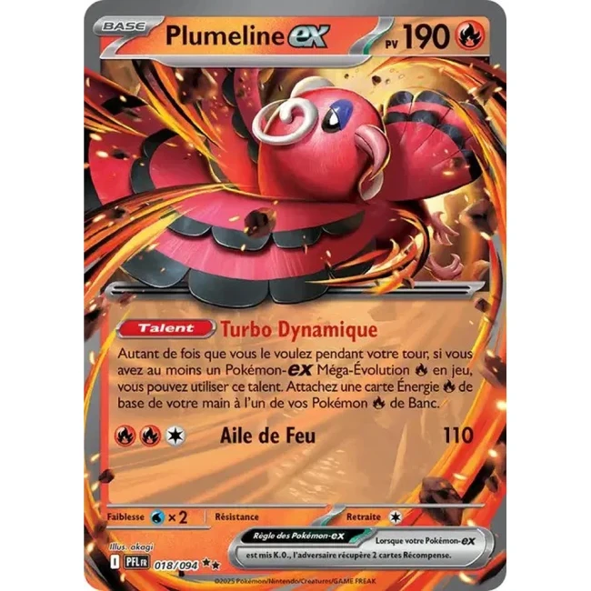 Carte Pokémon Plumeline-ex 18/94 - ME02 Flammes Fantasmagoriques