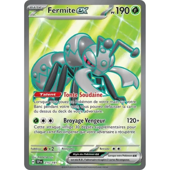 Carte Pokémon Fermite ex 215/191 - EV8 Étincelles Déferlantes