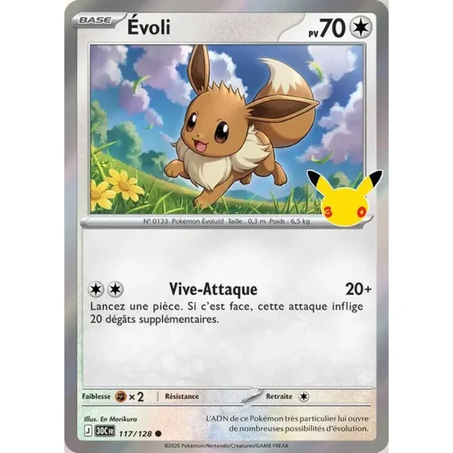 Carte Pokémon Évoli 117/128 – 30e Anniversaire FR