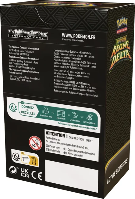 Dos du lot de 6 boosters Pokémon ME06 Règne Delta FR