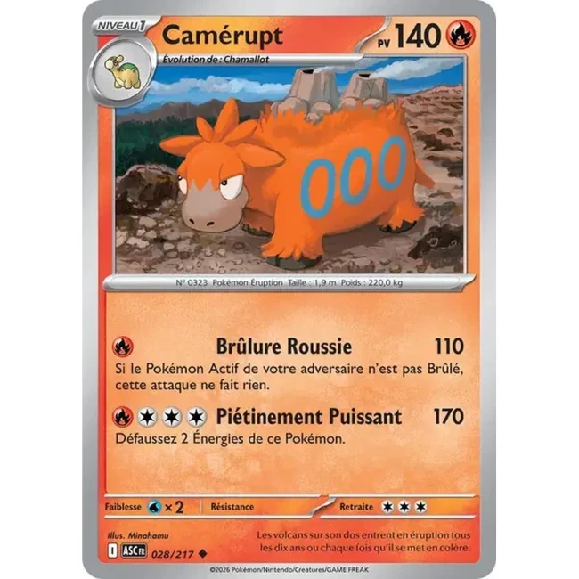 Carte Pokémon Camérupt 28/217 - ME02.5 Héros Transcendants