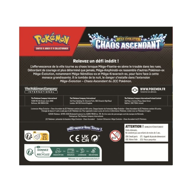 Arrière display Pokémon Chaos Ascendant ME04 informations produit boosters