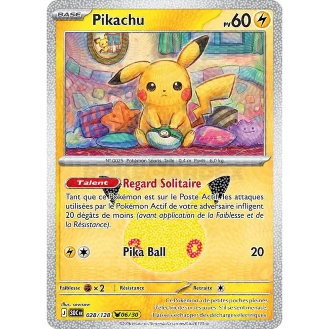Carte Pokémon Pikachu 028/128 – 30e Anniversaire FR
