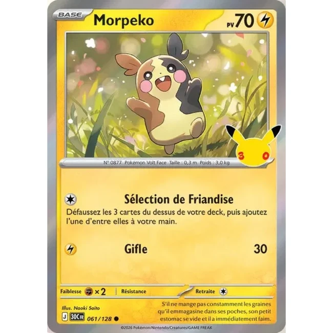 Carte Pokémon Morpeko 061/128 – 30e Anniversaire FR