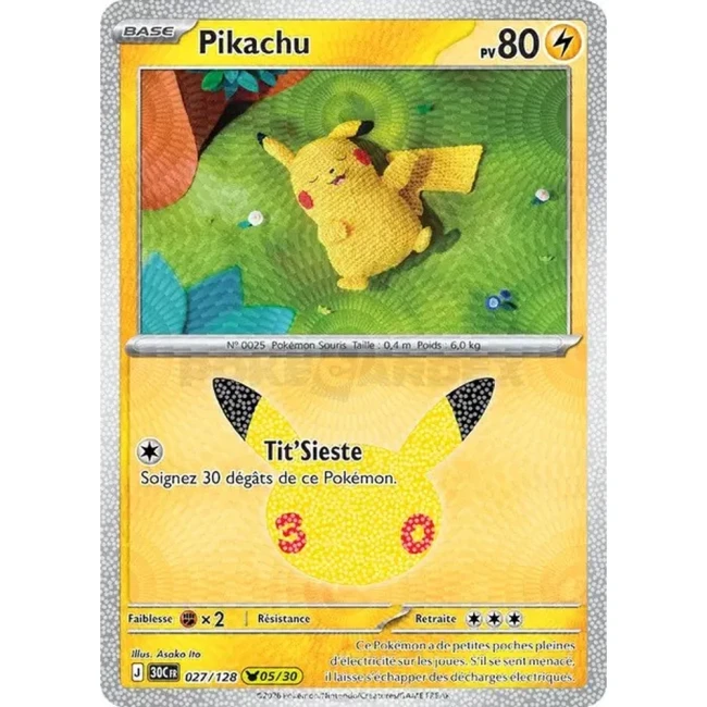 Carte Pokémon Pikachu 027/128 – 30e Anniversaire FR