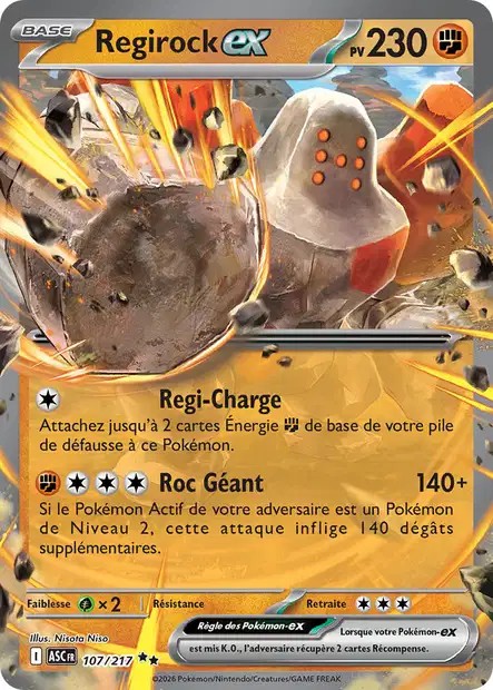 Carte Pokémon Regirock ex 107/217 -  ME02.5  Héros Transcendants