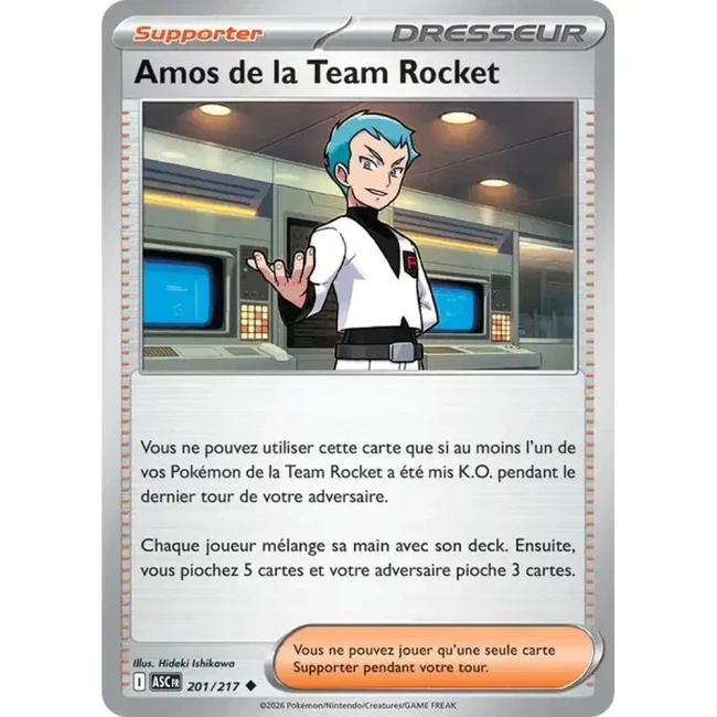 Carte Pokémon Amos de la Team Rocket 201/217 - ME02.5 Héros Transcendants