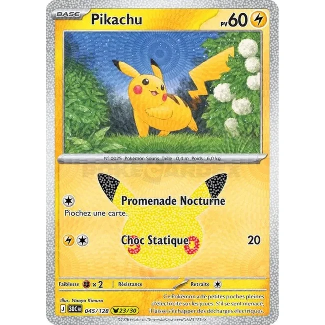 Carte Pokémon Pikachu 045/128 – 30e Anniversaire FR