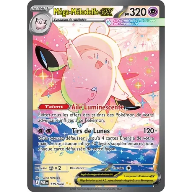Carte Pokémon Méga-Mélodelfe ex 119/088 - ME03 Equilibre Parfait