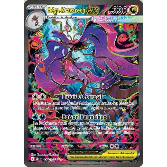 Carte Pokémon Méga-Kravarech ex 118/086 - ME04 Chaos Ascendant