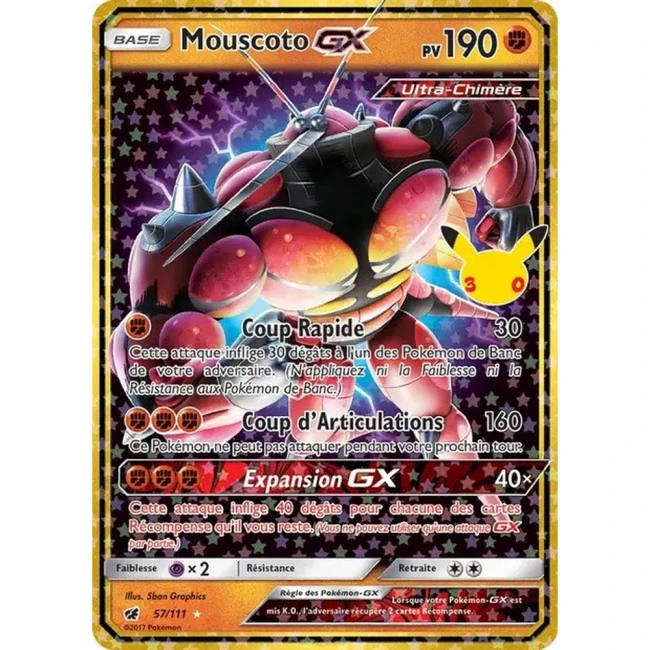 Carte Pokémon Mouscoto GX 57/111 – 30e Anniversaire FR – Collection Classique