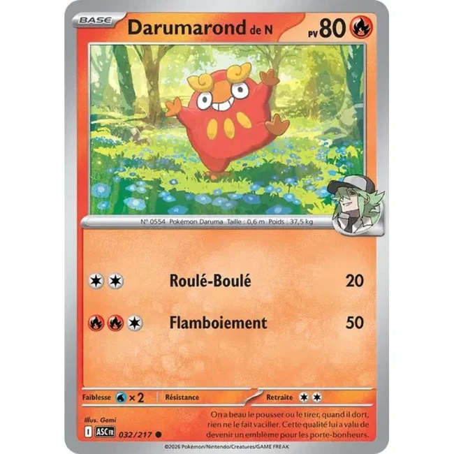 Carte Pokémon Darumarond de N 32/217 - ME02.5 Héros Transcendants