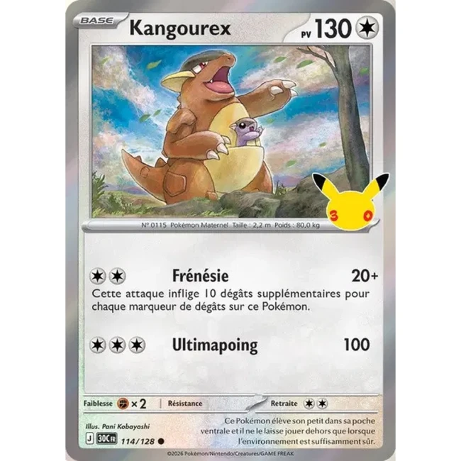 Carte Pokémon Kangourex 114/128 – 30e Anniversaire FR