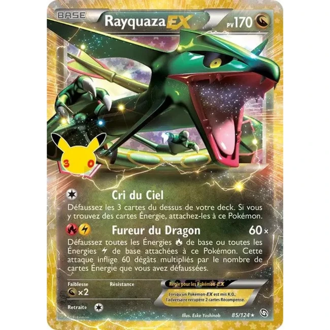 Carte Pokémon Rayquaza EX 85/124 – 30e Anniversaire FR – Collection Classique