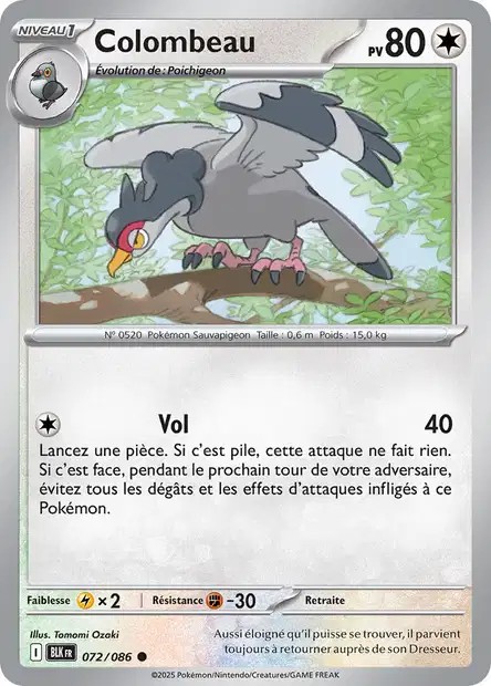 Carte Pokémon Colombeau 72/86 - EV10.5 Foudre Noire