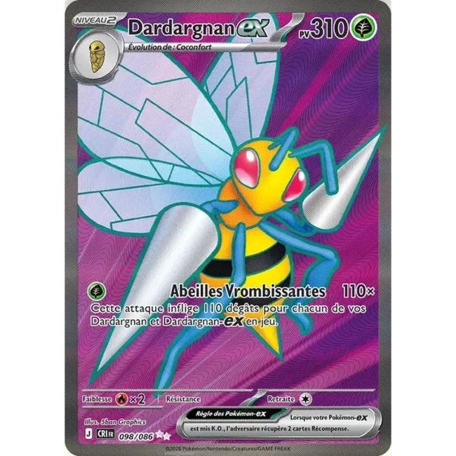Carte Pokémon Dardargnan ex 98/086 - ME04 Chaos Ascendant