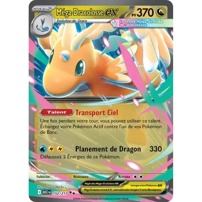 Carte Pokémon Méga-Dracolosse ex 152/217 -  ME02.5  Héros Transcendants