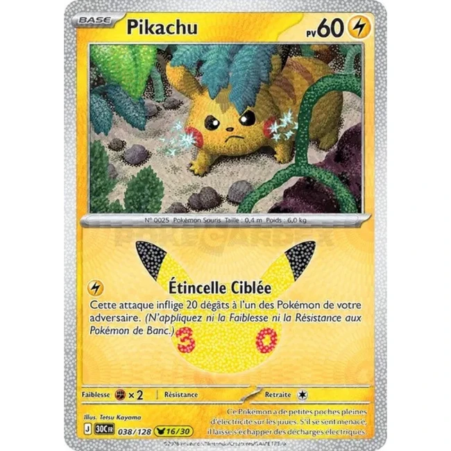 Carte Pokémon Pikachu 038/128 – 30e Anniversaire FR