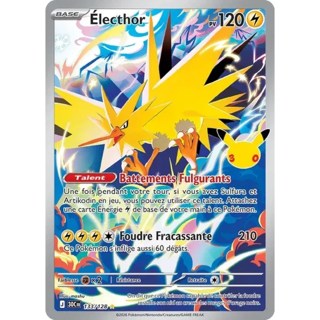 Carte Pokémon Électhor 133/128 – 30e Anniversaire FR