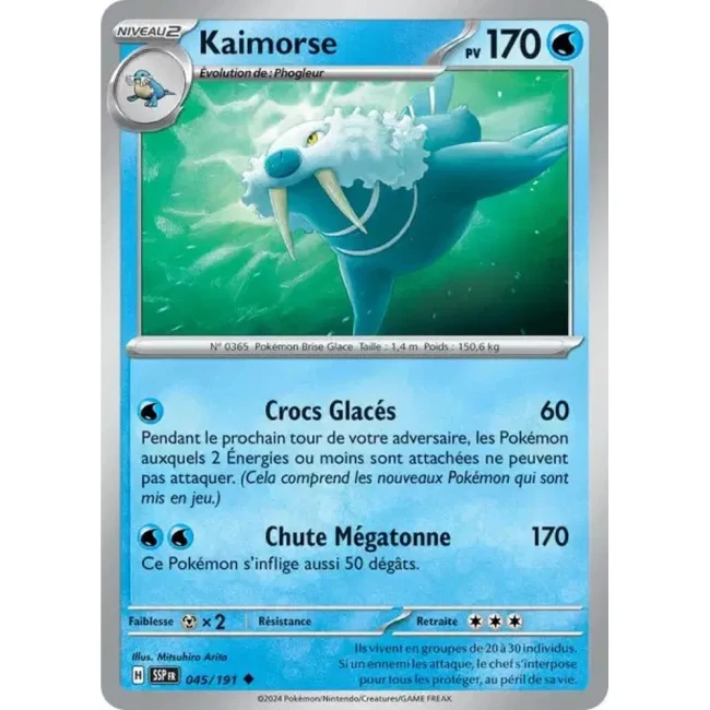 Carte Pokémon Kaimorse 45/191 - EV8 Étincelles Déferlantes