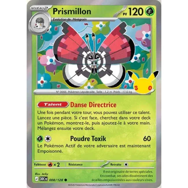 Carte Pokémon Prismillon 008/128 – 30e Anniversaire FR