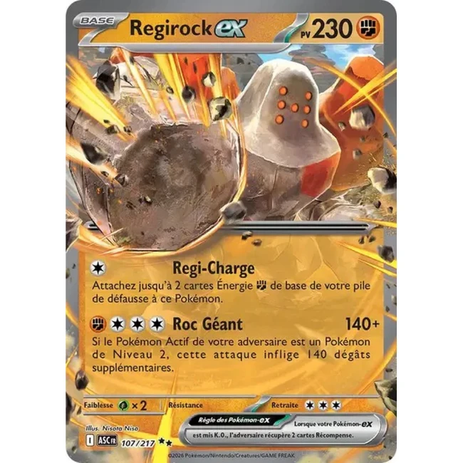 Carte Pokémon Regirock ex 107/217 -  ME02.5  Héros Transcendants