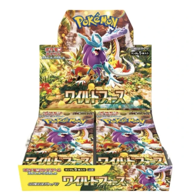 POKEMON Sv5K Wild Force Display - Booster Box JAPONAIS Boîte de présentation Pokémon mettant en avant un Pokémon légendaire dans un décor de jungle luxuriante, avec des boosters conçus pour les joueurs et collectionneurs, offrant une expérience immersive dans l'univers Pokémon.