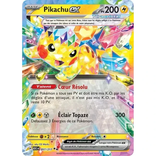 Carte Pokémon Pikachu ex 57/217 -  ME02.5  Héros Transcendants