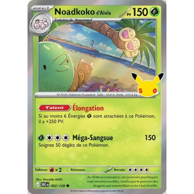 Carte Pokémon Noadkoko d’Alola 002/128 – 30e Anniversaire FR