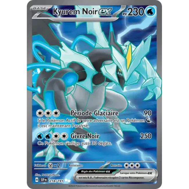 Carte Pokémon Kyurem Noir ex 218/191 - EV8 Étincelles Déferlantes