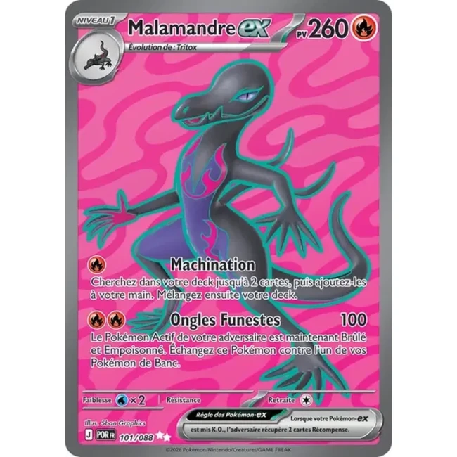 Carte Pokémon Malamandre ex 101/088 - ME03 Equilibre Parfait