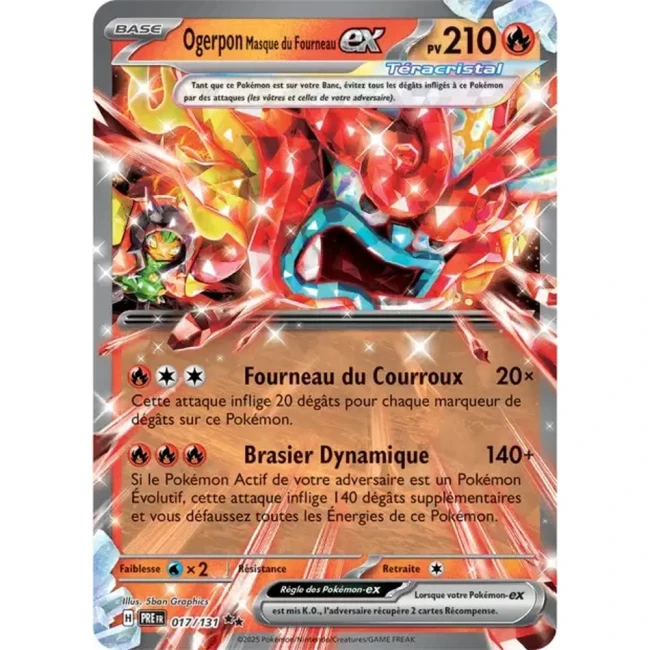 Carte Pokémon Ogerpon Masque du Fourneau ex 17/131 - EV8.5 Evolutions Prismatiques