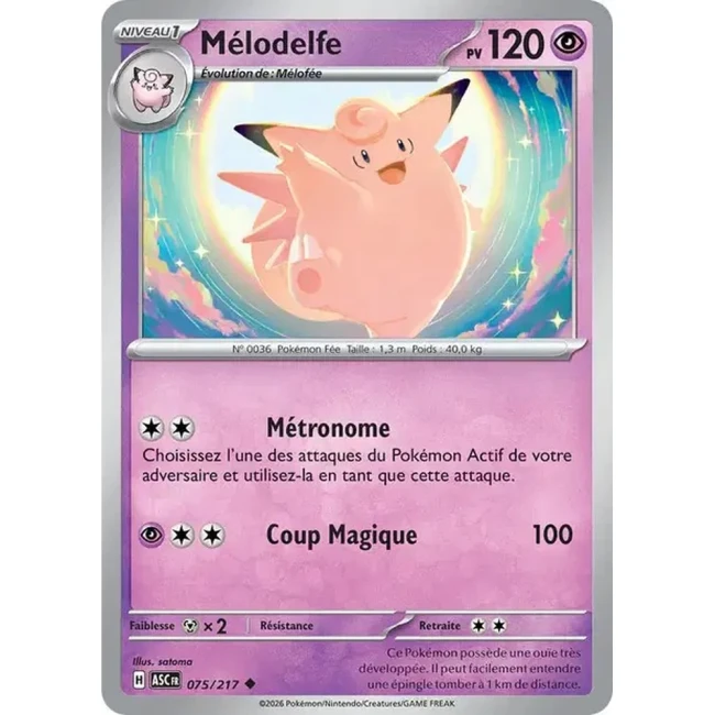 Carte Pokémon Mélodelfe 75/217 - ME02.5 Héros Transcendants