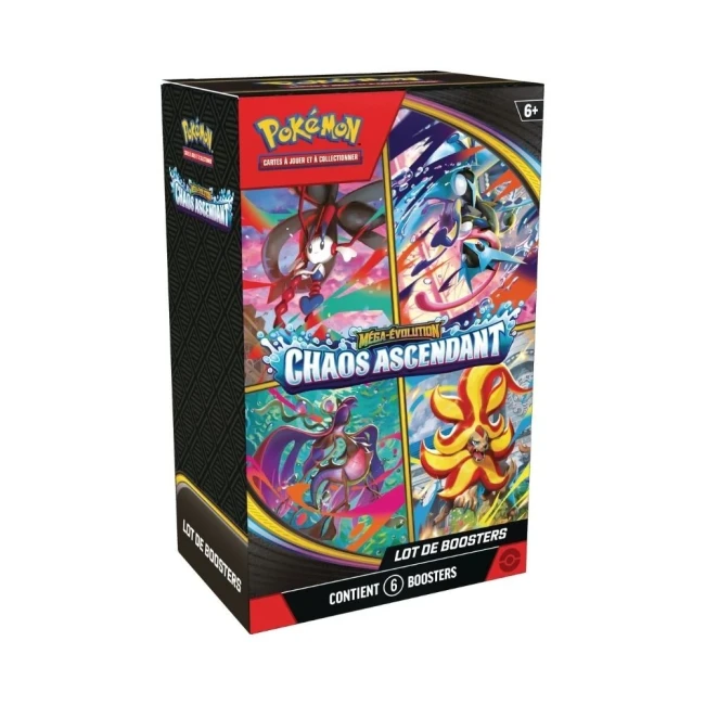 Pokémon JCC : Lot de 6 boosters Méga-Évolution ME04 Chaos Ascendant - FR