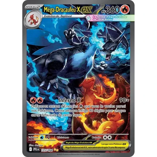 Carte Pokémon Méga-Dracaufeu X ex 125/94 - ME02 Flammes Fantasmagoriques